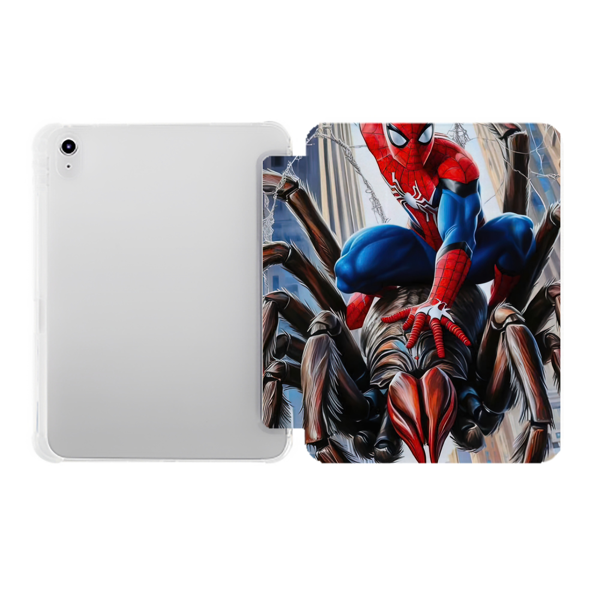 （画像用） Spider Man スパイダーマン IPad ケース ペン収納付き 三つ折りスタンド PUレザー×シリコン 対応機種9.5/10.5/10.9インチ